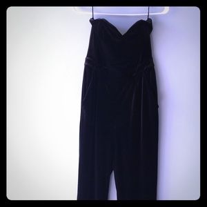 Express velvet strapless jumpsuit